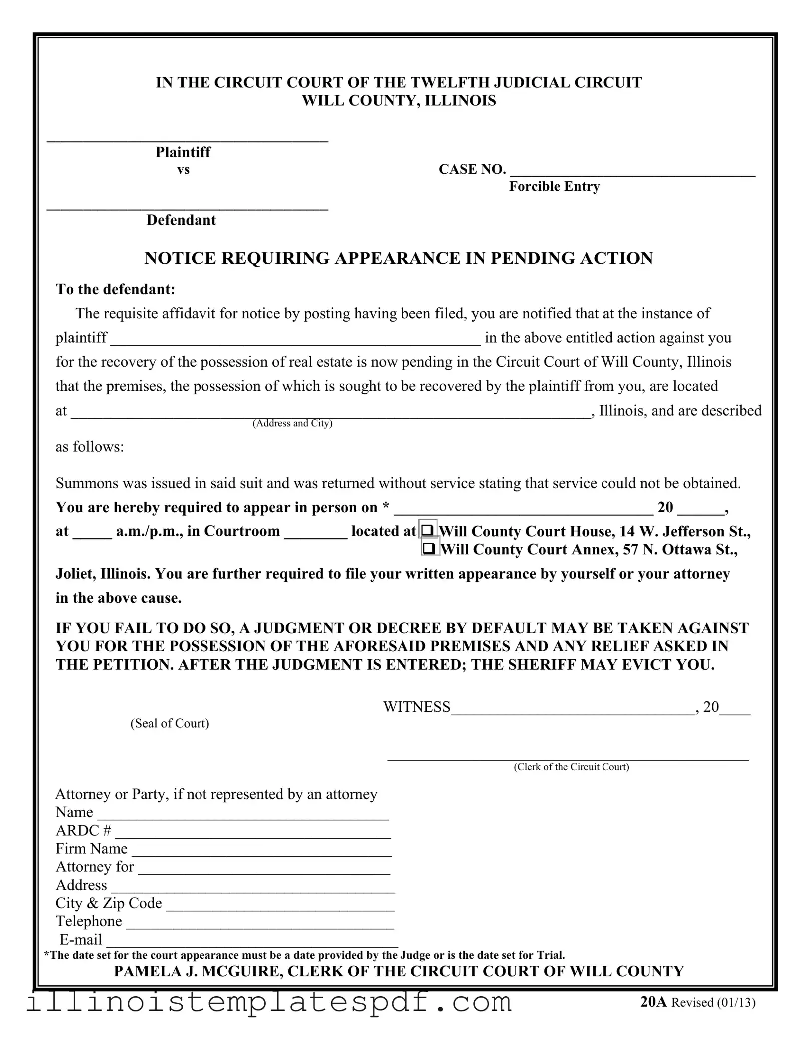 Official Illinois 20A Form in PDF