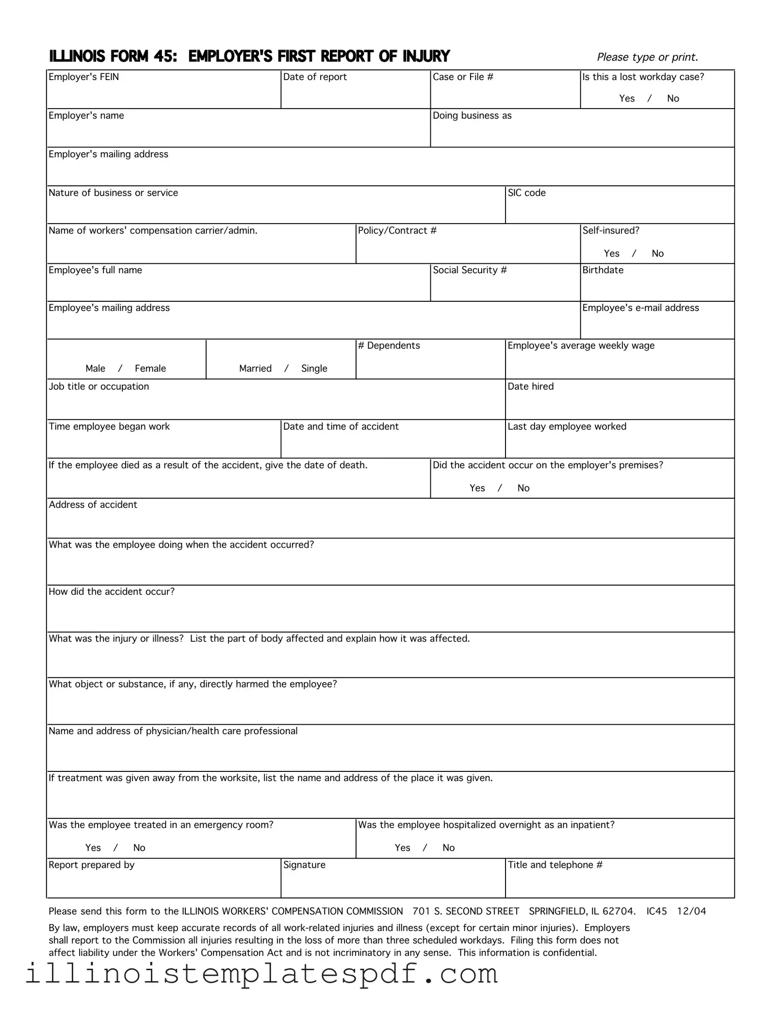 Official Illinois 45 Form in PDF