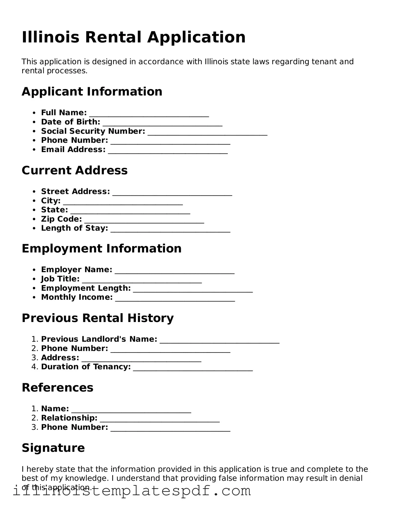 Illinois Rental Application Template