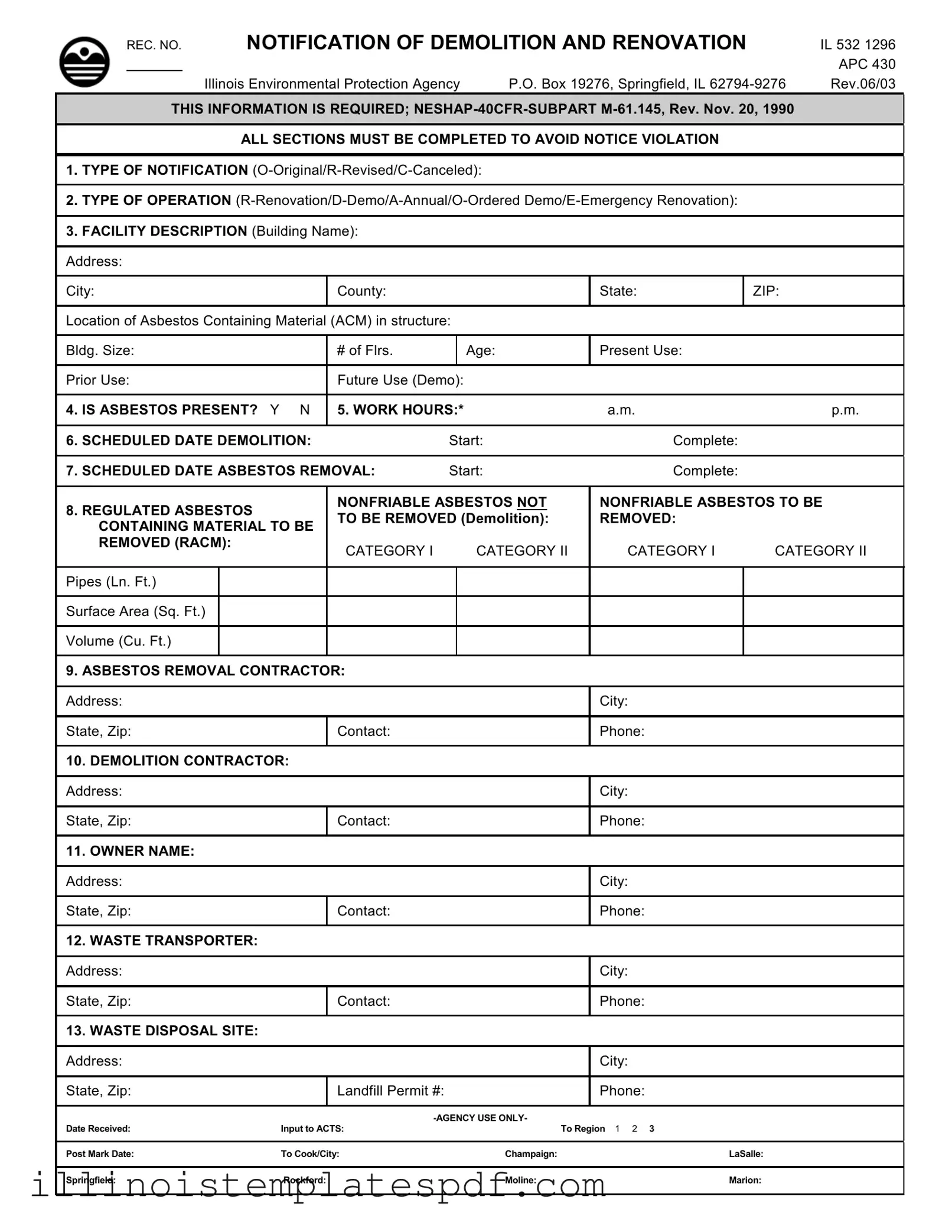 Official Illinois Apc 430 Form in PDF