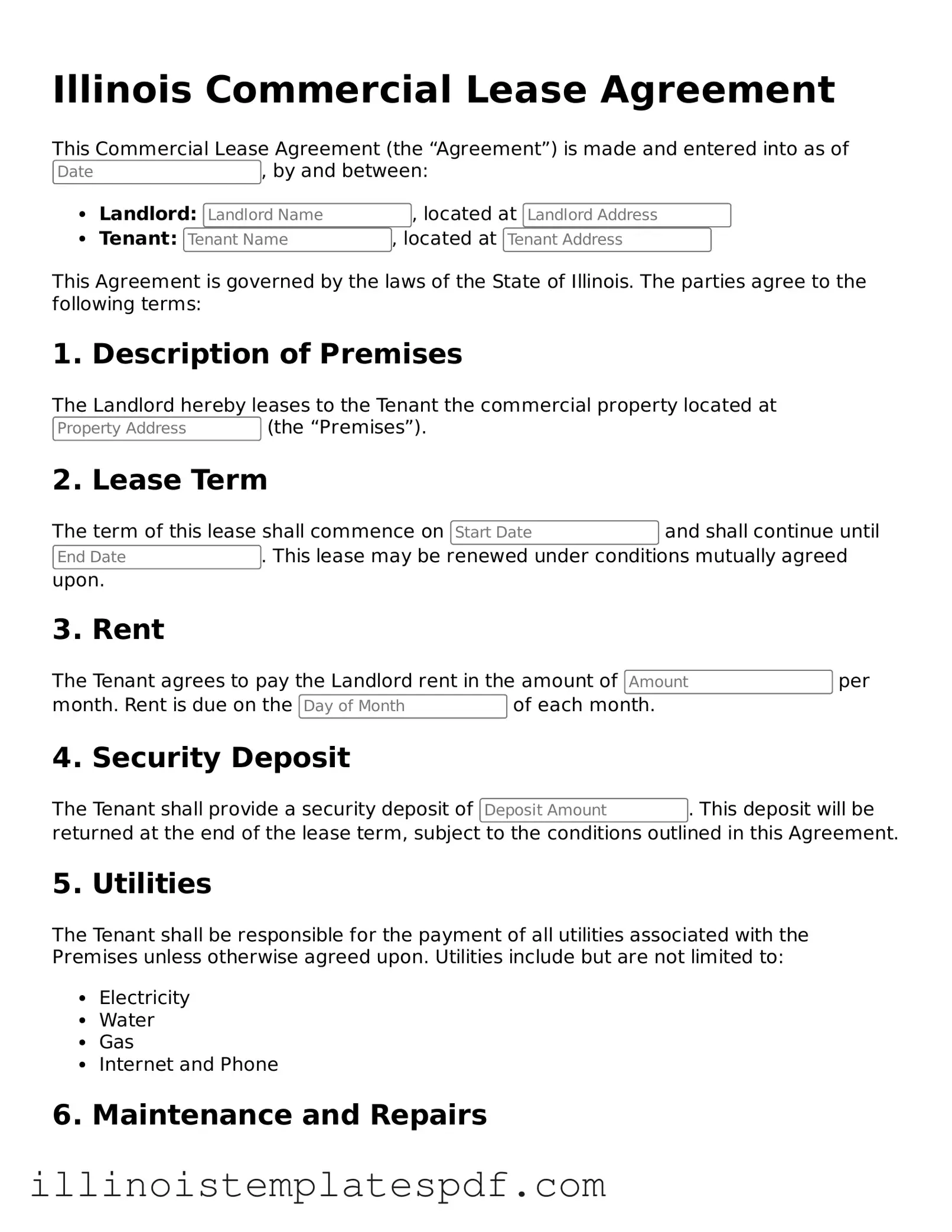 Illinois Commercial Lease Agreement Template