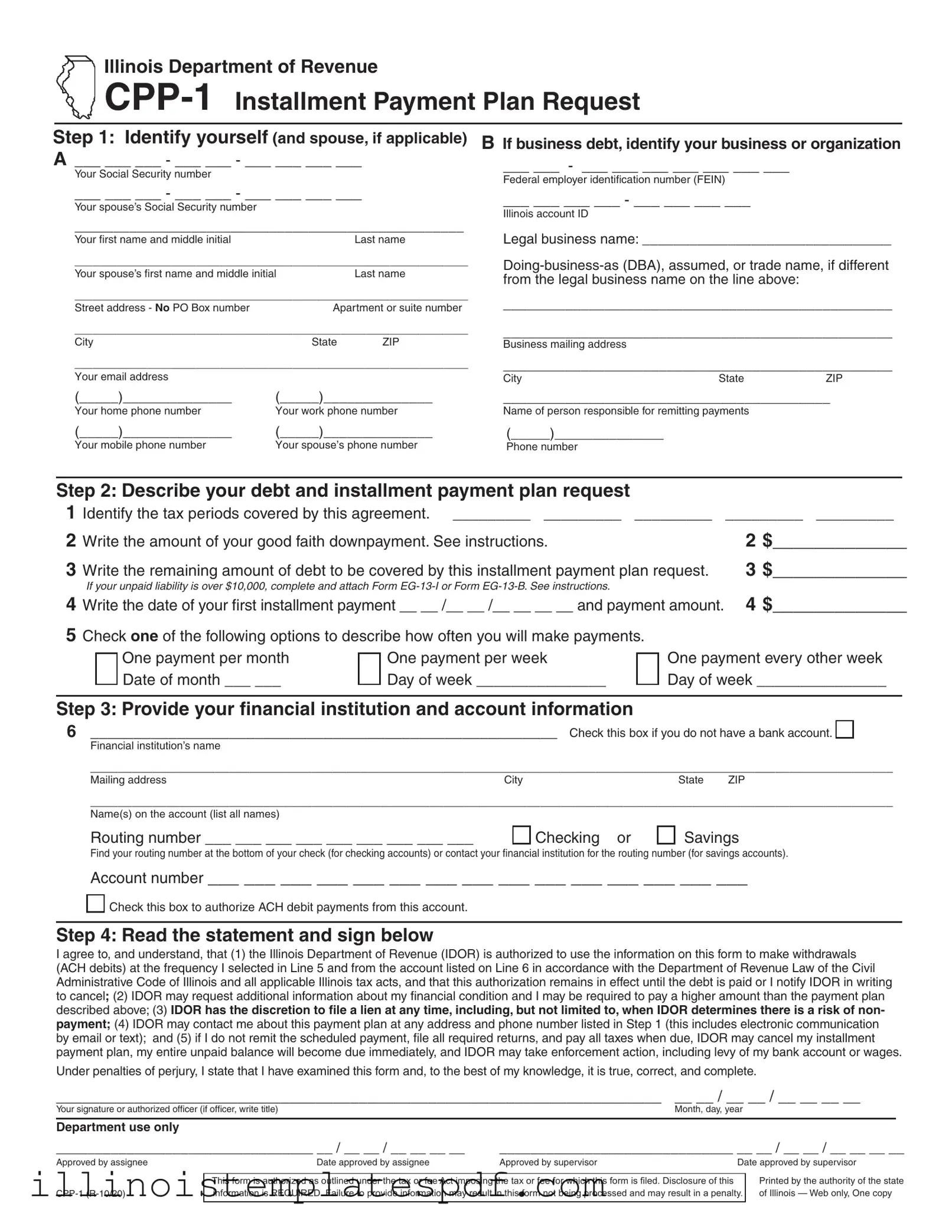 Official Illinois Cpp 1 Form in PDF