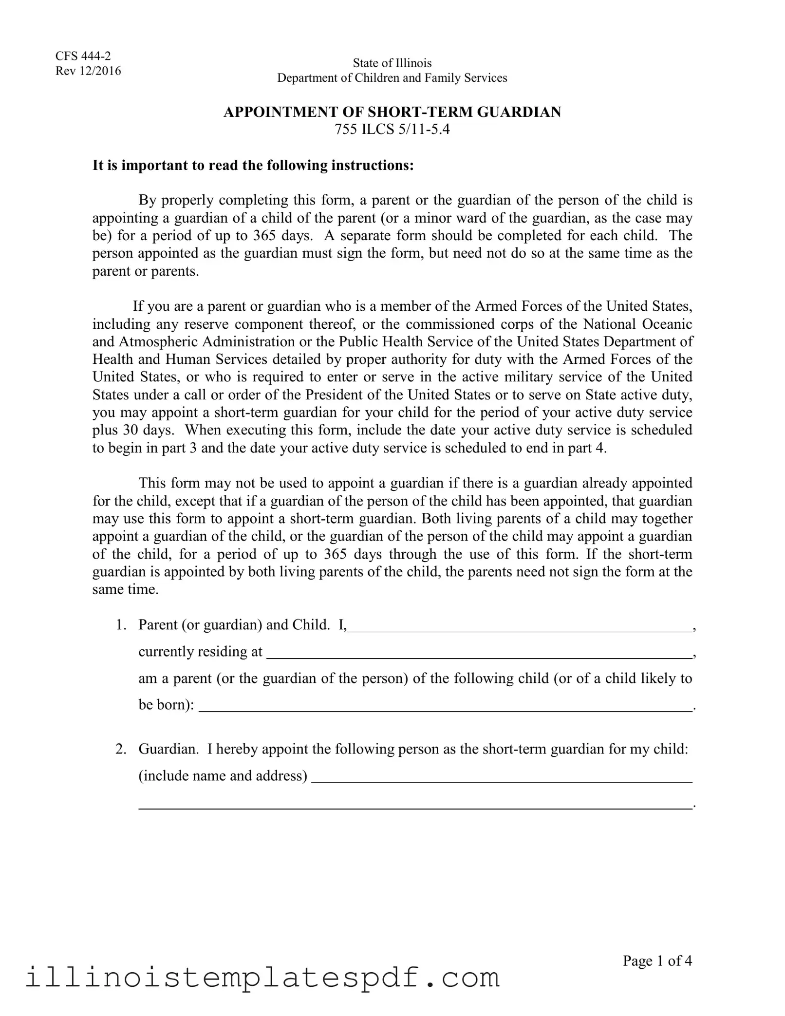 Official Illinois Guardian Form in PDF