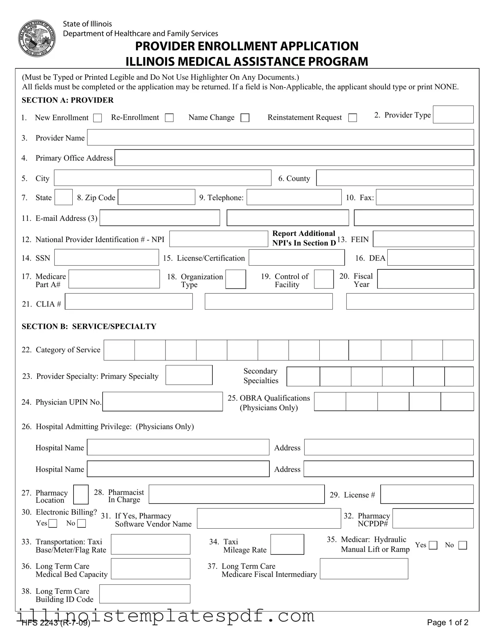 Official Illinois Hfs 2243 Form in PDF