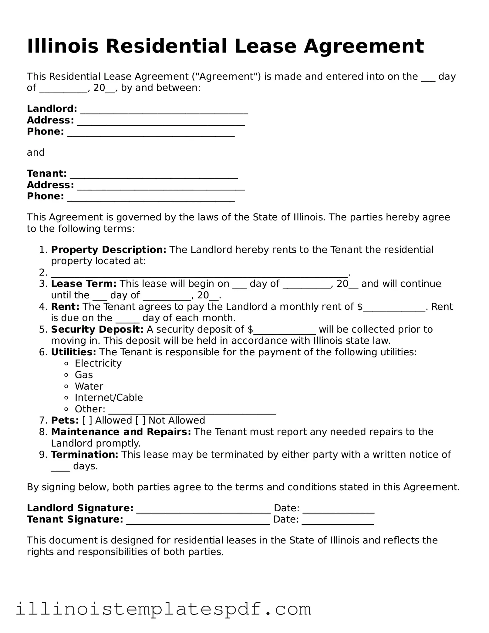 Illinois Residential Lease Agreement Template