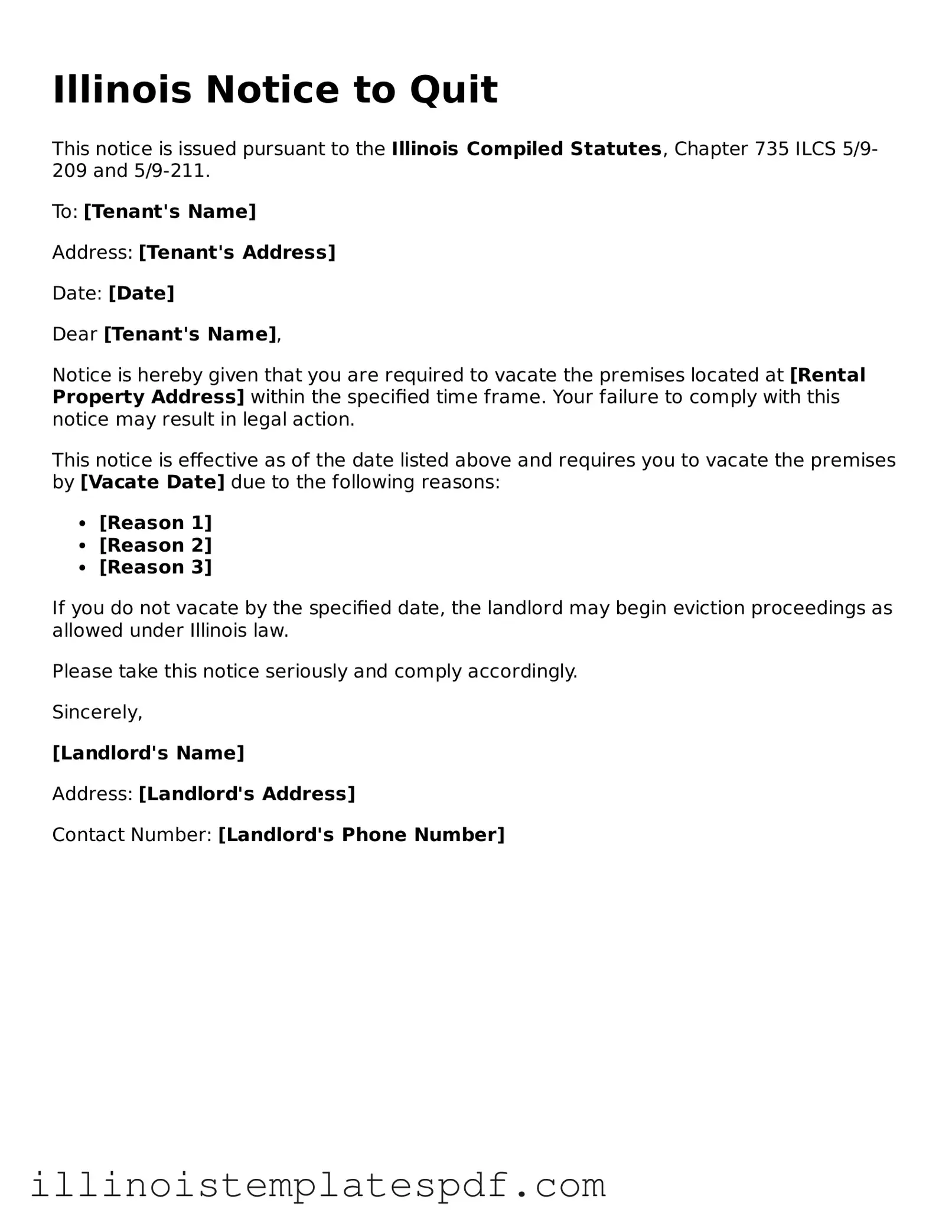 Illinois Notice to Quit Template
