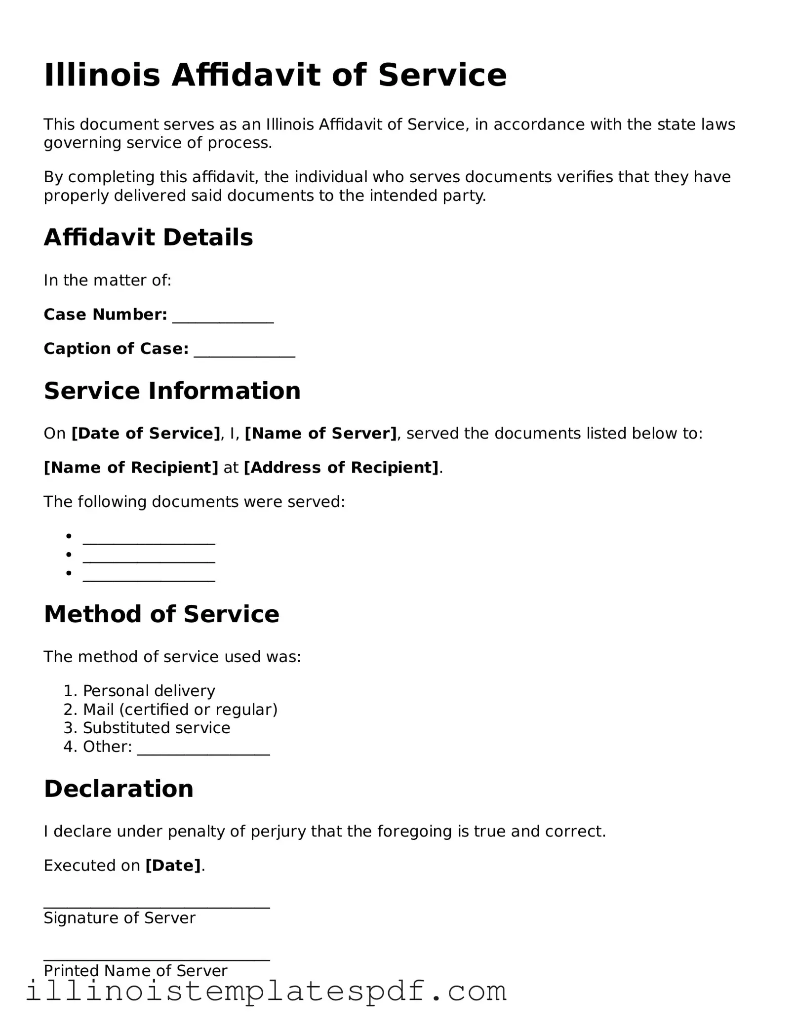 Illinois Affidavit of Service Template