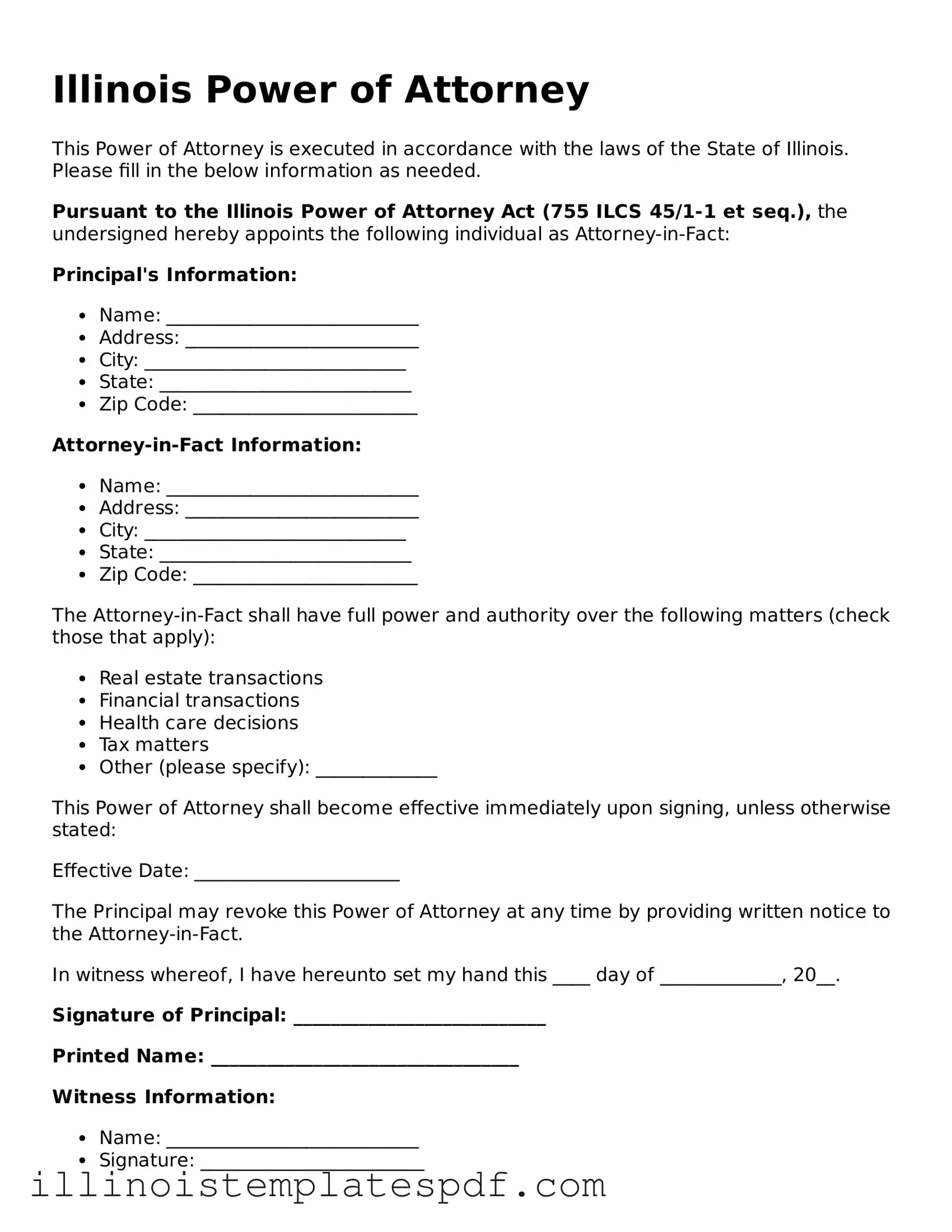 Illinois Power of Attorney Template