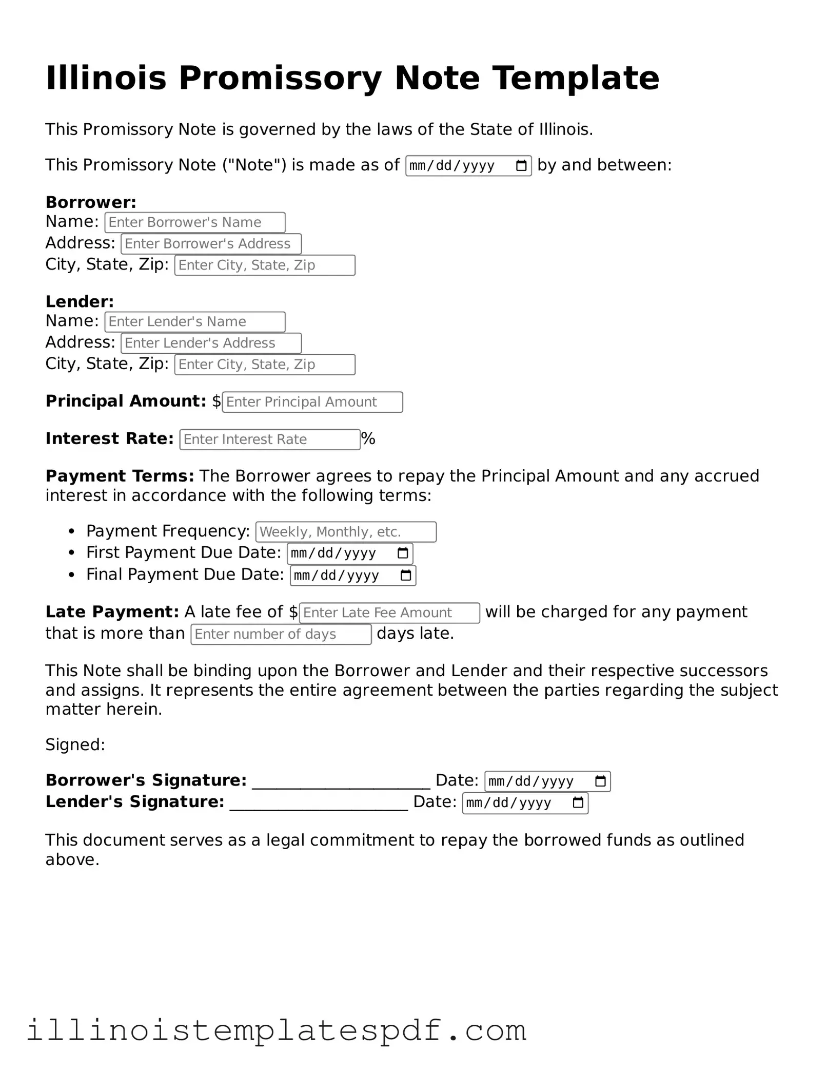 Illinois Promissory Note Template