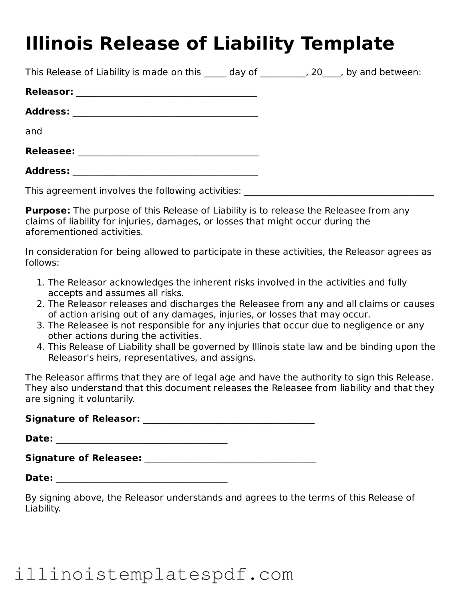 Illinois Release of Liability Template