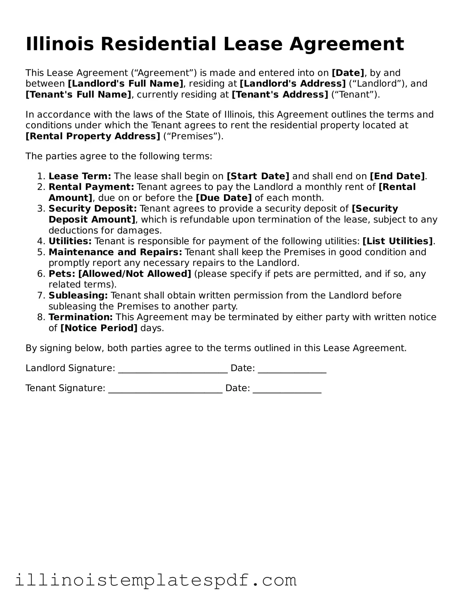 Illinois Lease Agreement Template