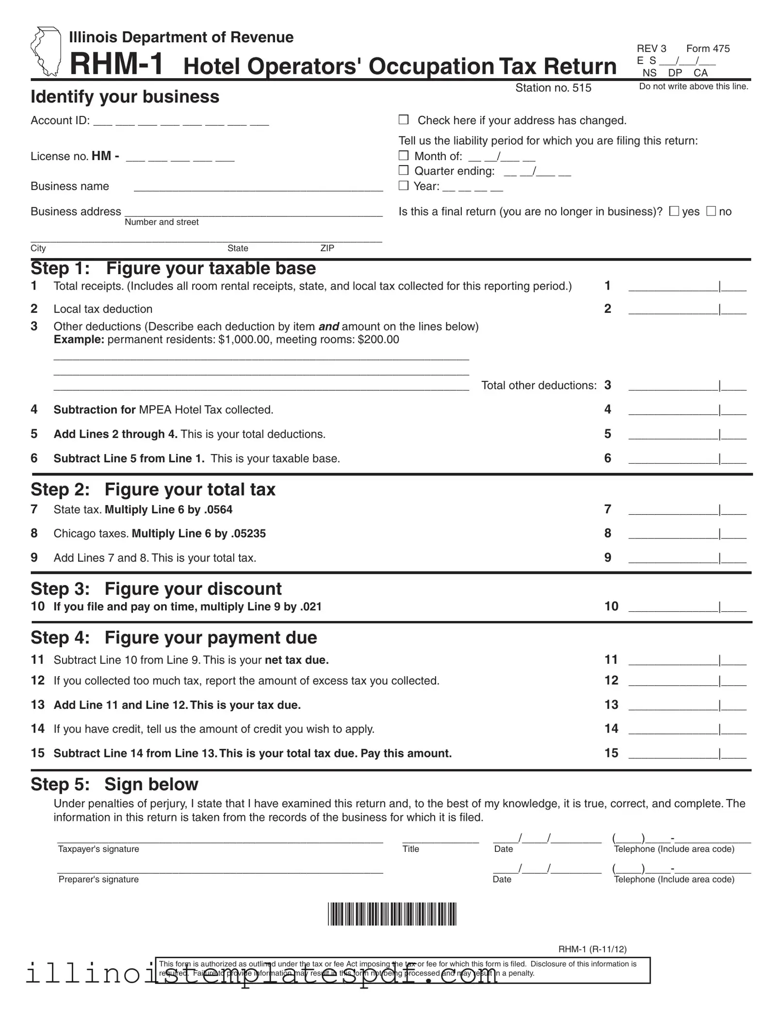 Official Illinois Rhm 1 Form in PDF