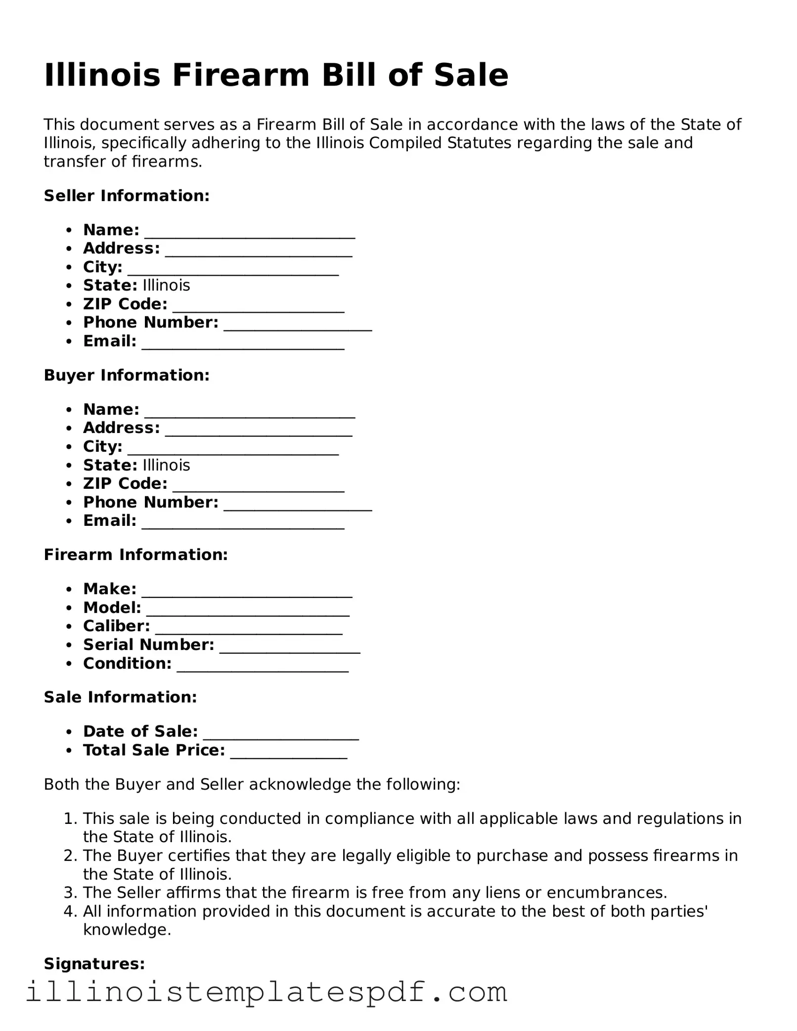 Illinois Firearm Bill of Sale Template