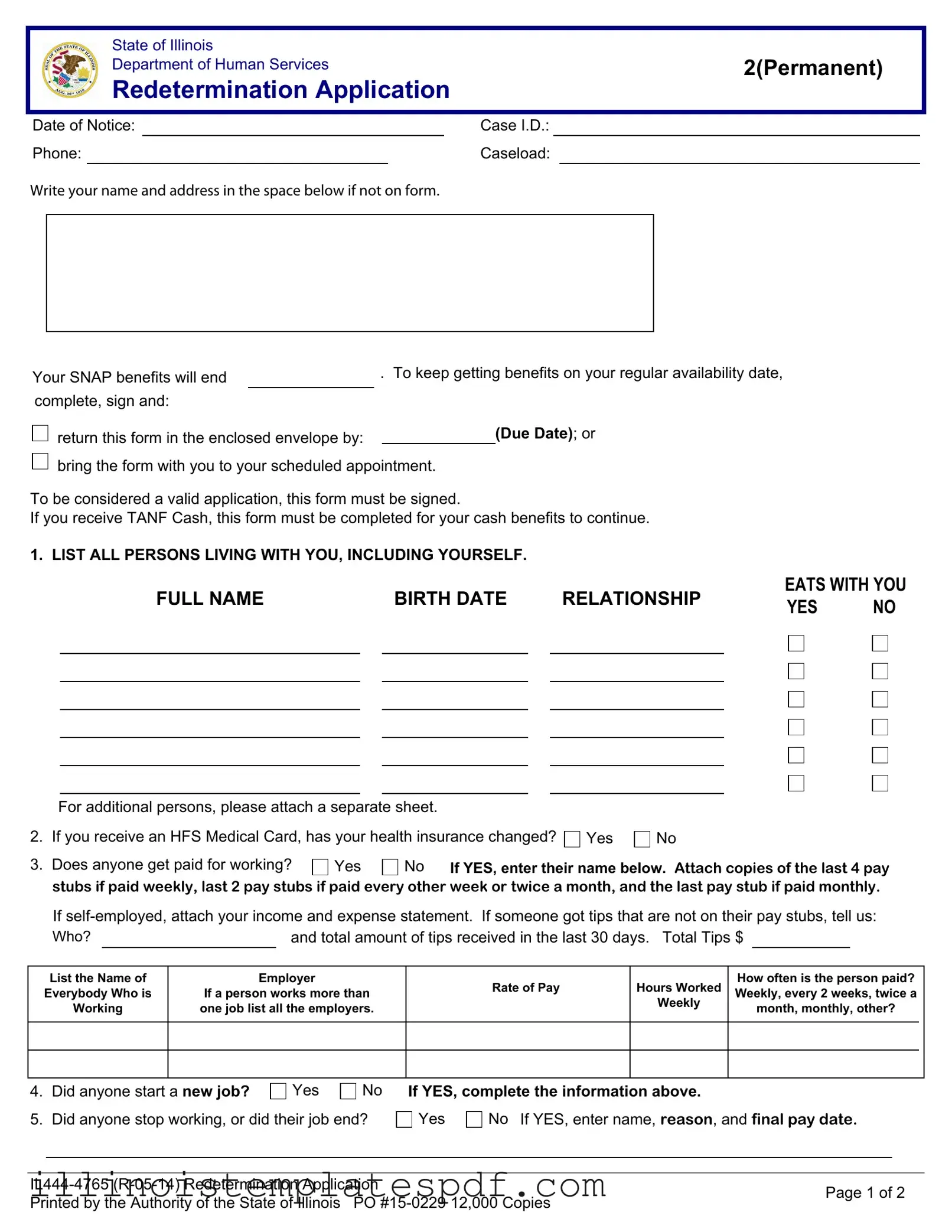 Official Link Illinois Redetermination Form in PDF