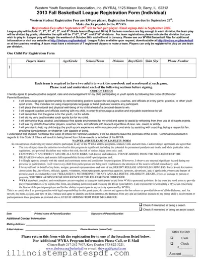 Official Barry Illinois Basketball League Form in PDF