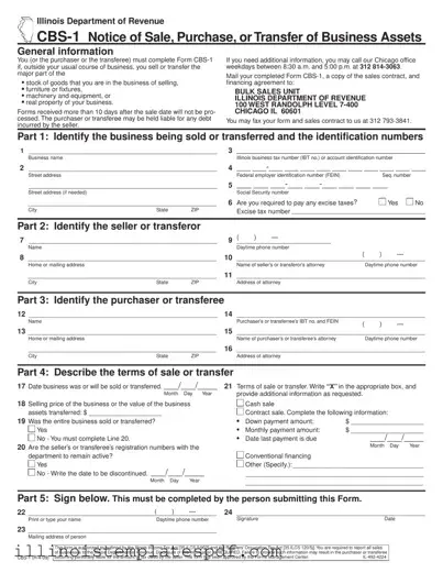 Official Cbs 1 Illinois Form in PDF