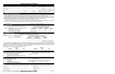 Official Dmv Vision Test Illinois Form in PDF