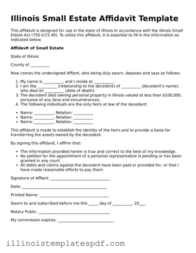Illinois Small Estate Affidavit Template