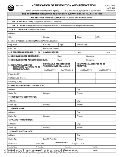 Official Illinois Apc 430 Form in PDF