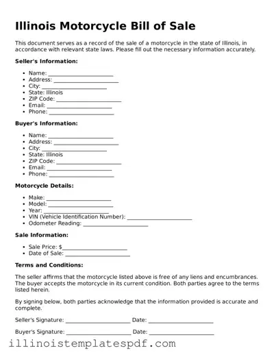 Illinois Motorcycle Bill of Sale Template