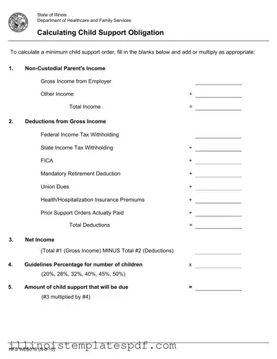 Official Illinois Calculating Support Form in PDF