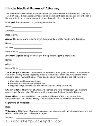 Illinois Medical Power of Attorney Template