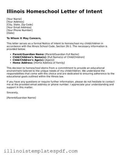 Illinois Homeschool Letter of Intent Template