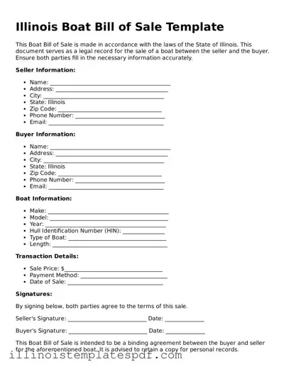 Illinois Boat Bill of Sale Template