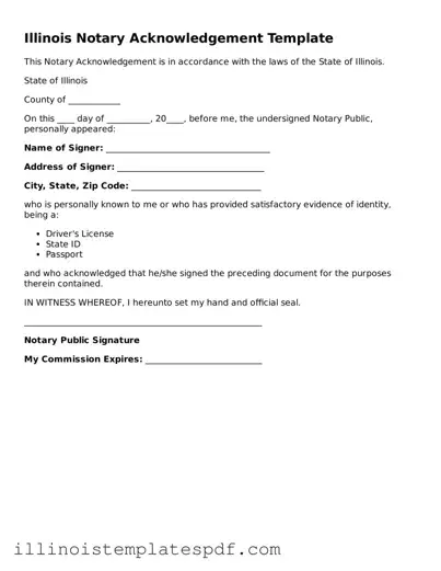 Illinois Notary Acknowledgement Template