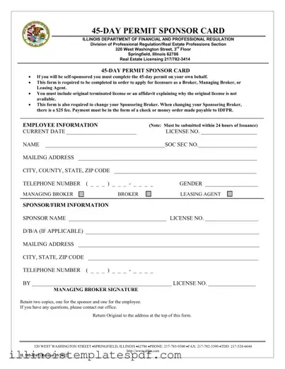 Official Illinois Permit Sponsor Card Form in PDF