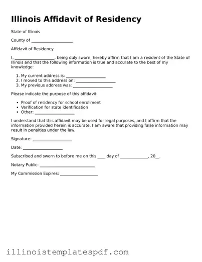 Illinois Affidavit of Residency Template