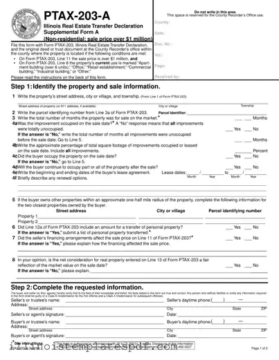Official Illinois Ptax 203 A Form in PDF