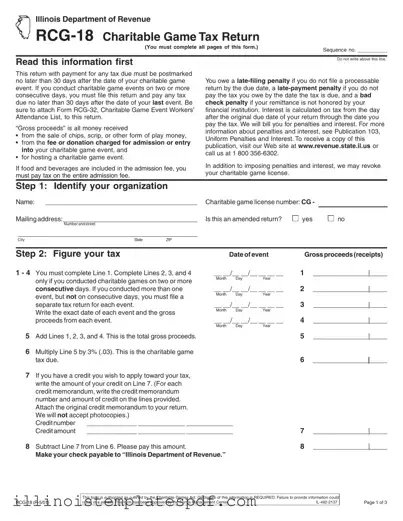 Official Illinois Rcg 18 Form in PDF