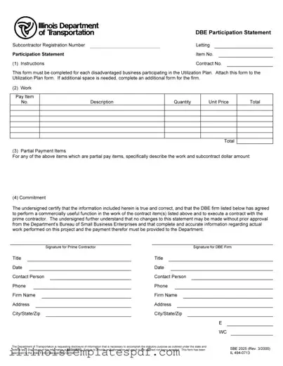 Official Illinois Sbe 2025 Form in PDF
