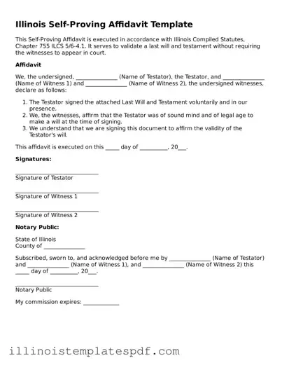 Illinois Self-Proving Affidavit Template