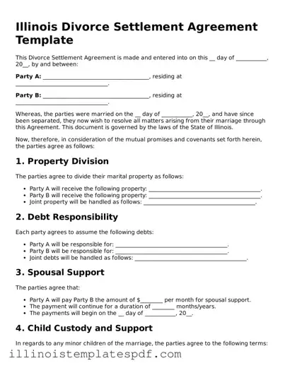 Illinois Divorce Settlement Agreement Template