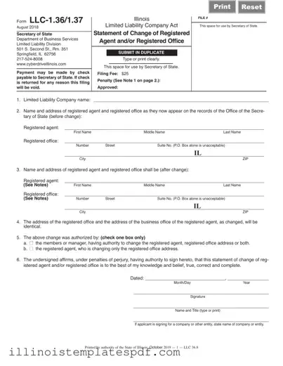 Official Illinois Statement Of Change Form in PDF