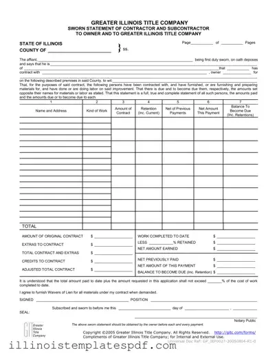 Official Illinois Sworn Statement Form in PDF