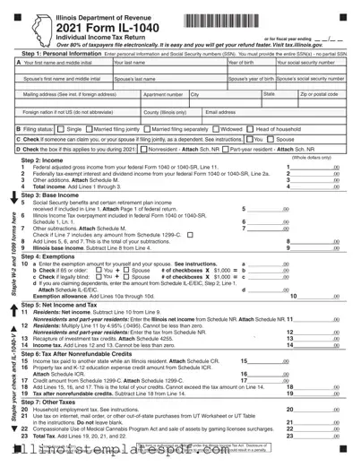 Official Illinois Tax Form in PDF