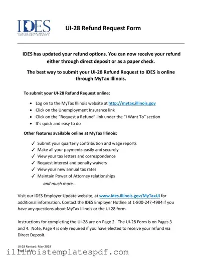 Official Illinois Ui 28 Form in PDF