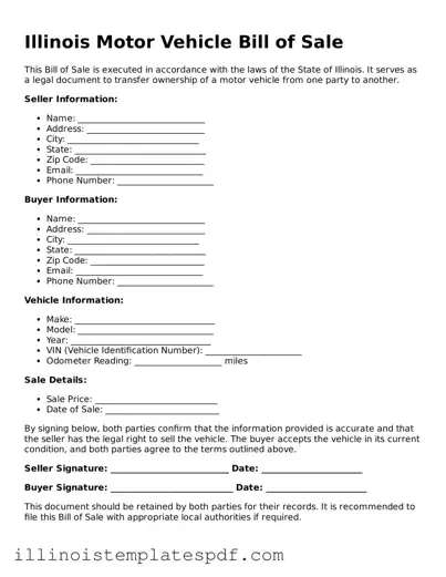 Illinois Motor Vehicle Bill of Sale Template