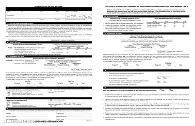 Official Illinois Vision Specialist Report Form in PDF