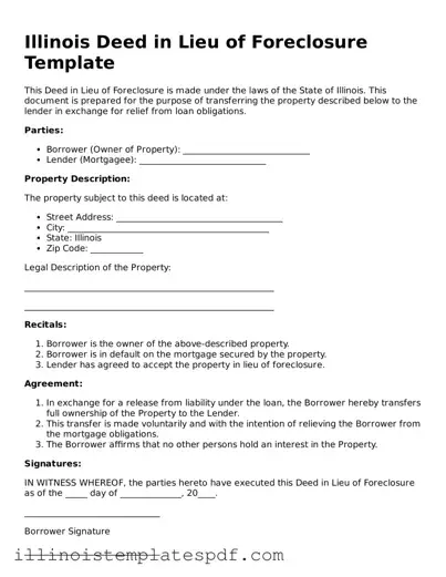 Illinois Deed in Lieu of Foreclosure Template