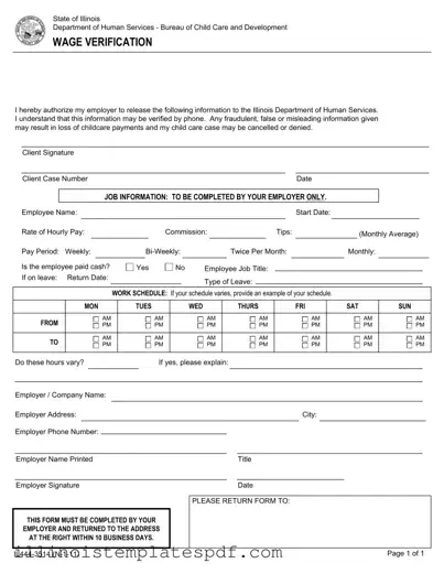 Official Illinois Wage Verification Form in PDF