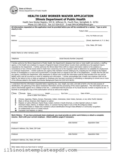Official Illinois Waiver Form in PDF