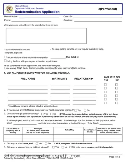 Official Link Illinois Redetermination Form in PDF