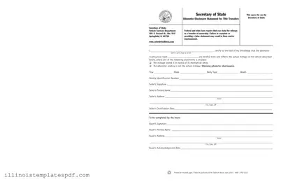 Official Odometer Statement For Illinois Form in PDF